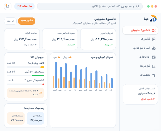 نسخه دمو نرم افزار حسابداری دینا